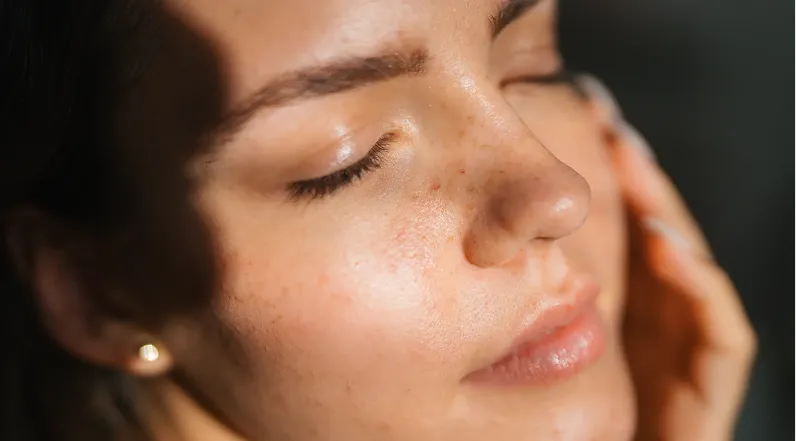 Woman with eyes closed